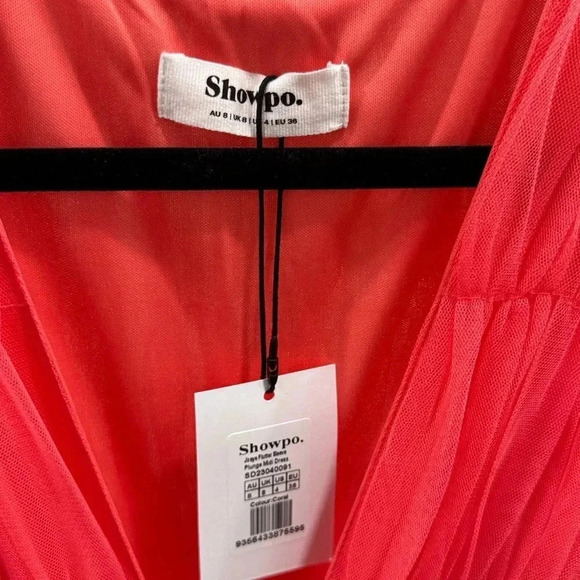 Showpo Jiraye Coral Tulle Midi Dress - Picture 3 of 4